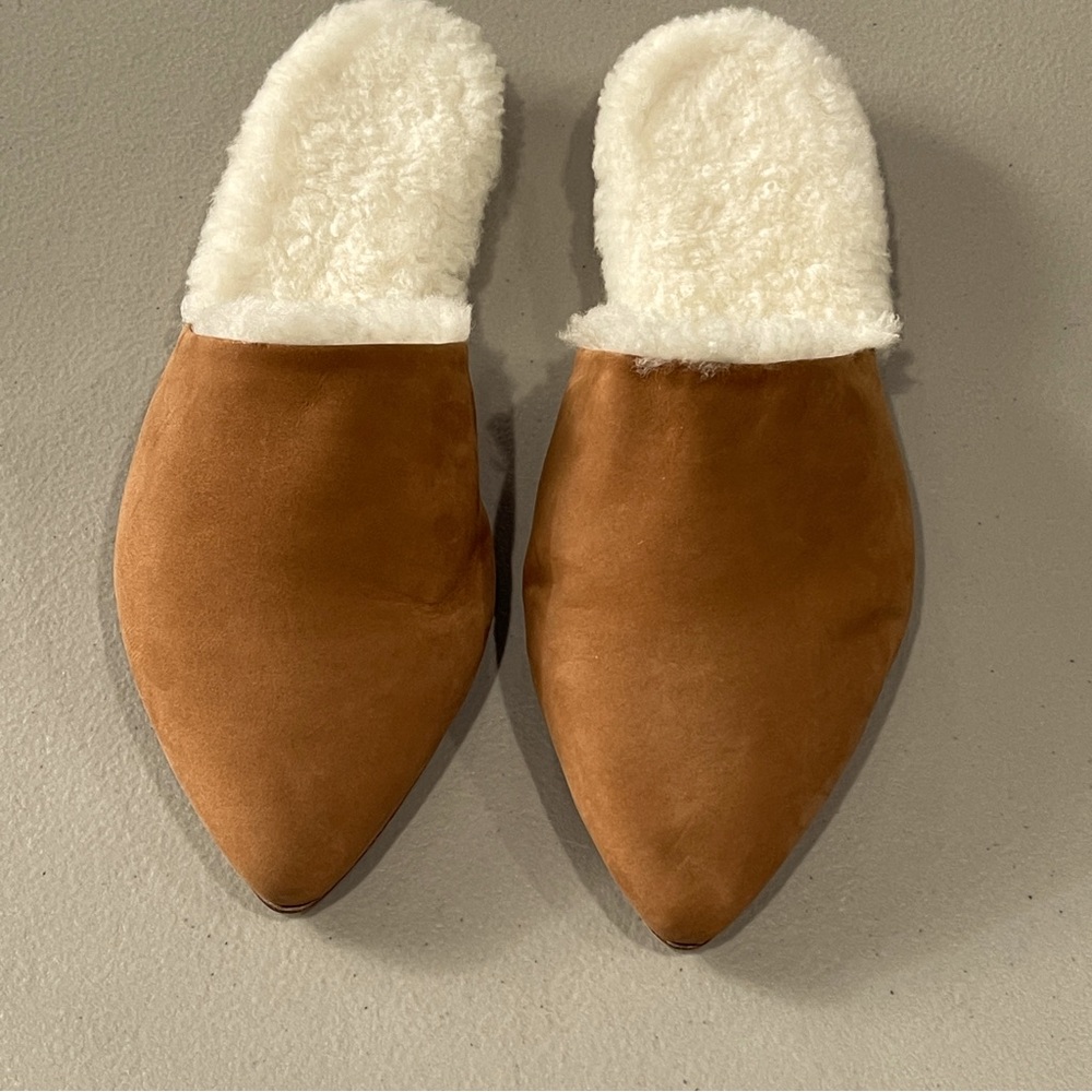 Jenni Kayne Shearling Lined Pointed Toe Mule Waln… - image 2